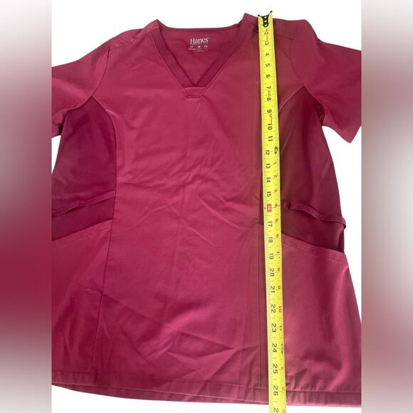 Hanes Comfort Scrub Top Bundle of 3 Womens Medium Pink Black Burgundy - Picture 7 of 7